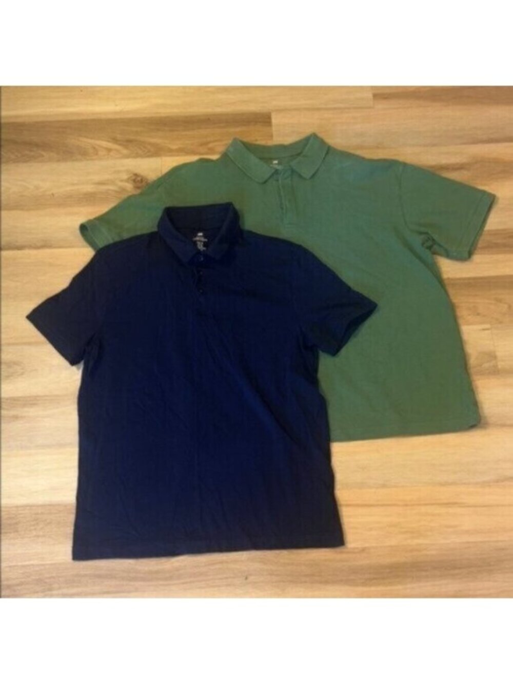 H&M Men's Green and Navy Polo Shirts (2)